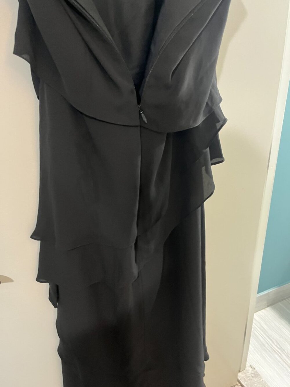 TS Couture Black Layered Chiffon Evening Gown Plus Size 18W NWT Formal Dress - Picture 7 of 14